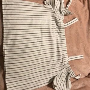 Off-the- shoulder striped blouse